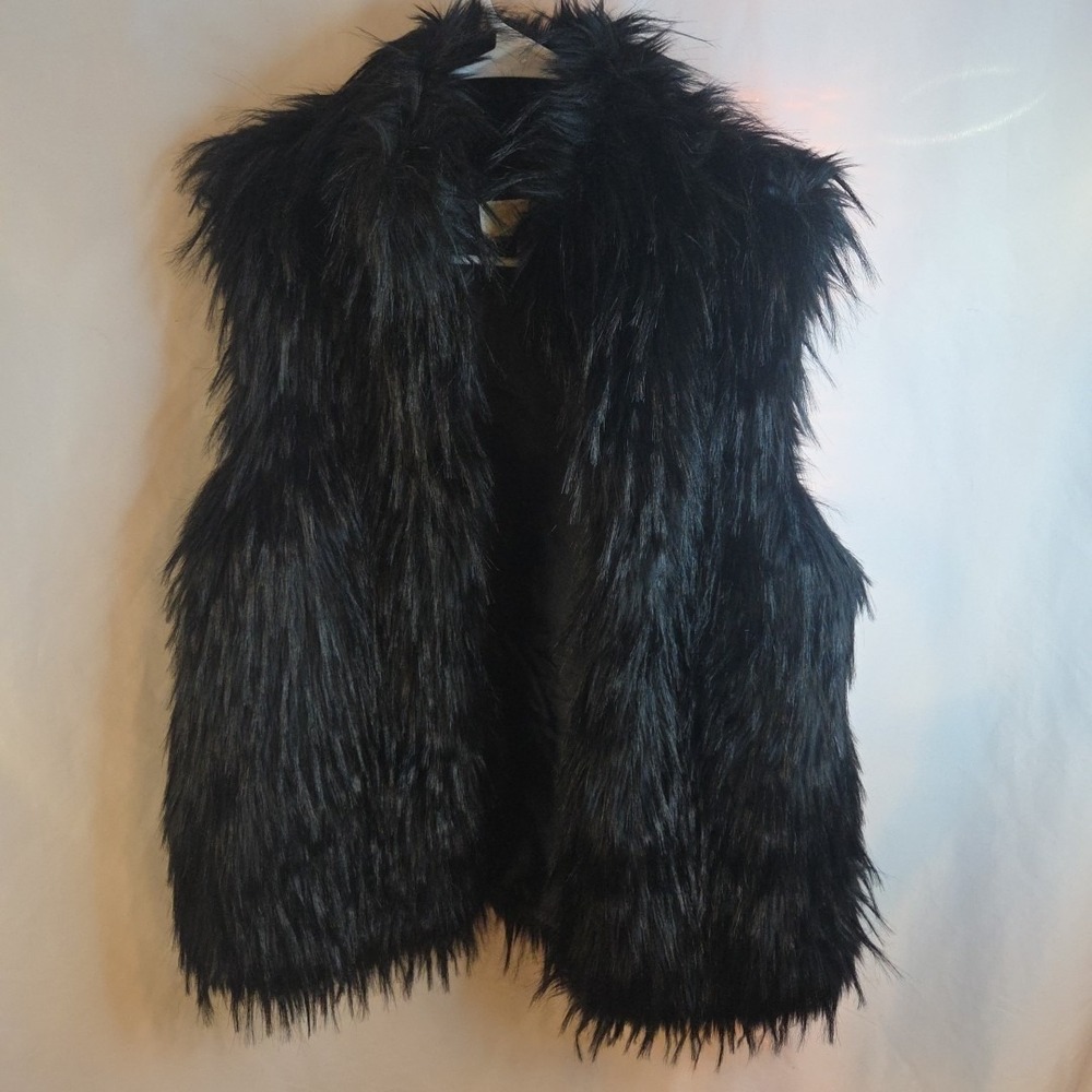 Michael Kors Vest Womens Black Faux‎ Fur Medium Vest Furry, Fabulous